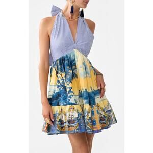 Camilla Song Of Saint Anthony Halter Mini Dress Ruffle Hem Small